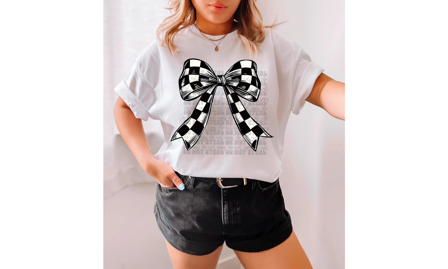 Black-White Checkered Bow