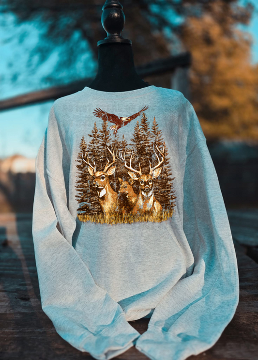 Vintage Eagle with Deers