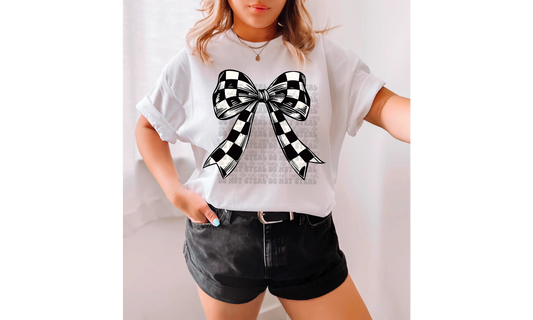Black-White Checkered Bow